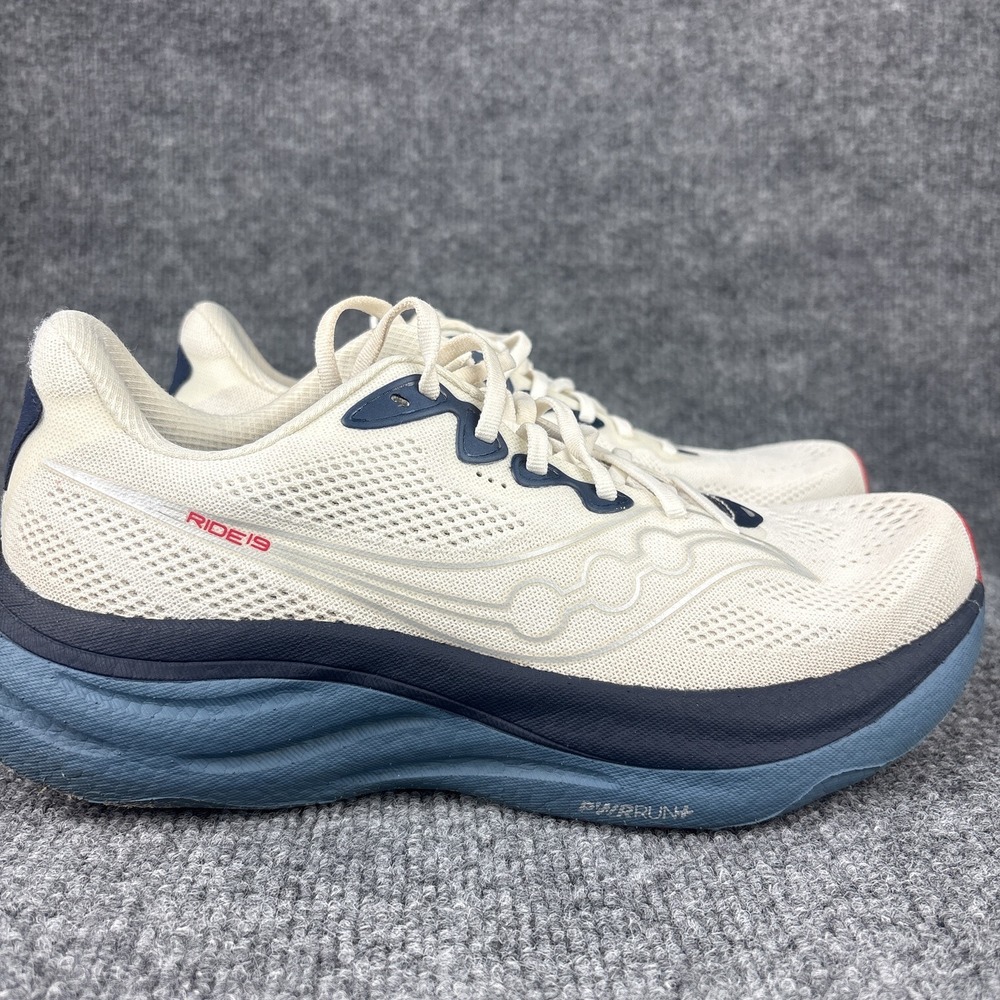 Saucony Ride 19 Mens Size 9 Ivory/Storm Running Shoes S21055-146